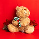 CHRISTMAS PLUSH TOY (CUTE BEAR WITH GIFT/LIGHT BROWN)